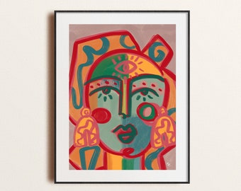 Itzel - Diosa del Arco Iris - Retrato abstracto Impresión de arte original