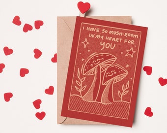 Tarjeta de San Valentín digital/ Descarga digital/ Tarjeta de San Valentín/ Tarjeta de San Valentín de setas/ San Valentín