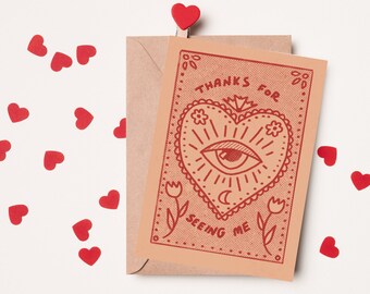 Tarjeta de San Valentín digital / Descarga digital / Tarjeta del Día de San Valentín / Tarjeta de San Valentín Heart Eye / Tarjeta de San Valentín de arte popular / San Valentín