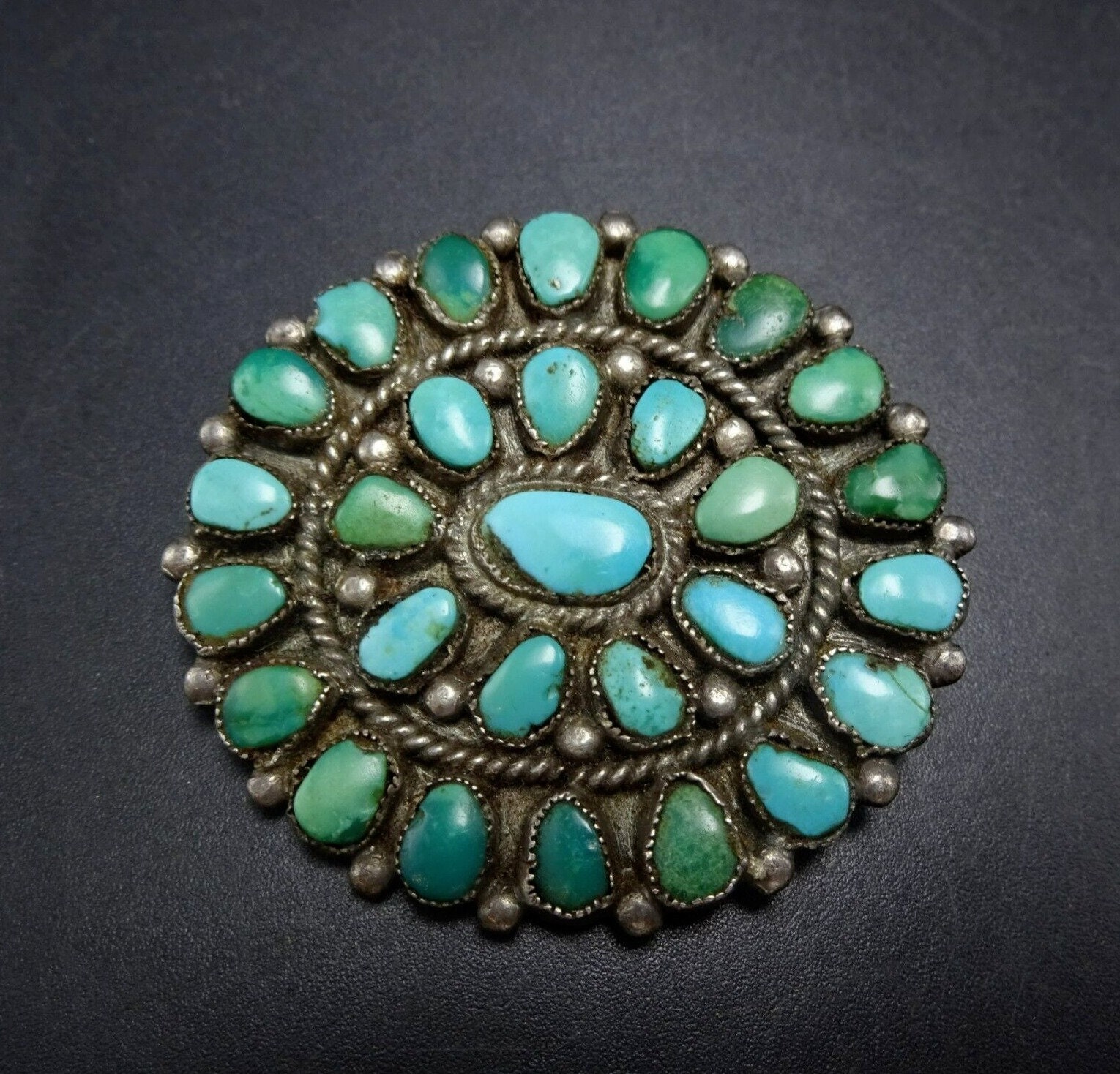 Majestic Vintage Signed Native American Navajo Candelaria Turquoise Sterling Silver Necklace Majestic Vintage Signed Native American Navajo Candelaria Turquoise Sterling Silver Necklace