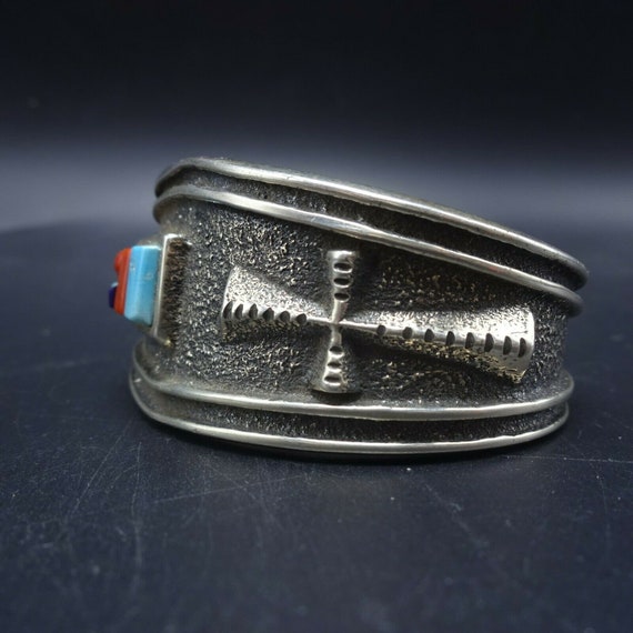 Lester James Navajo Tufa Sterling Silver TURQUOIS… - image 8