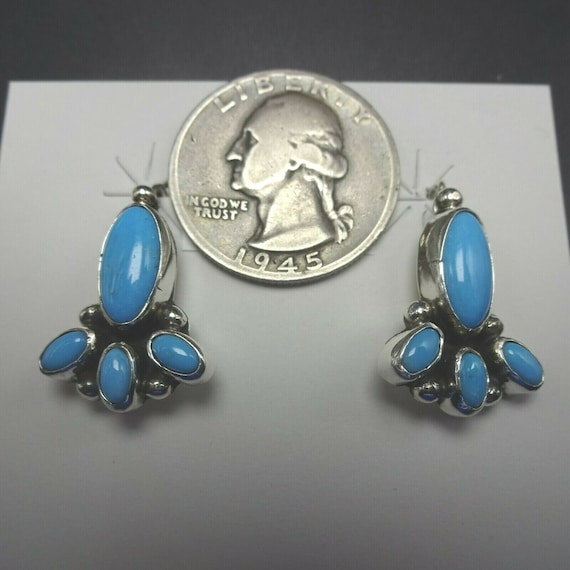 Delicate NAVAJO Sterling Silver Clear Blue TURQUO… - image 3