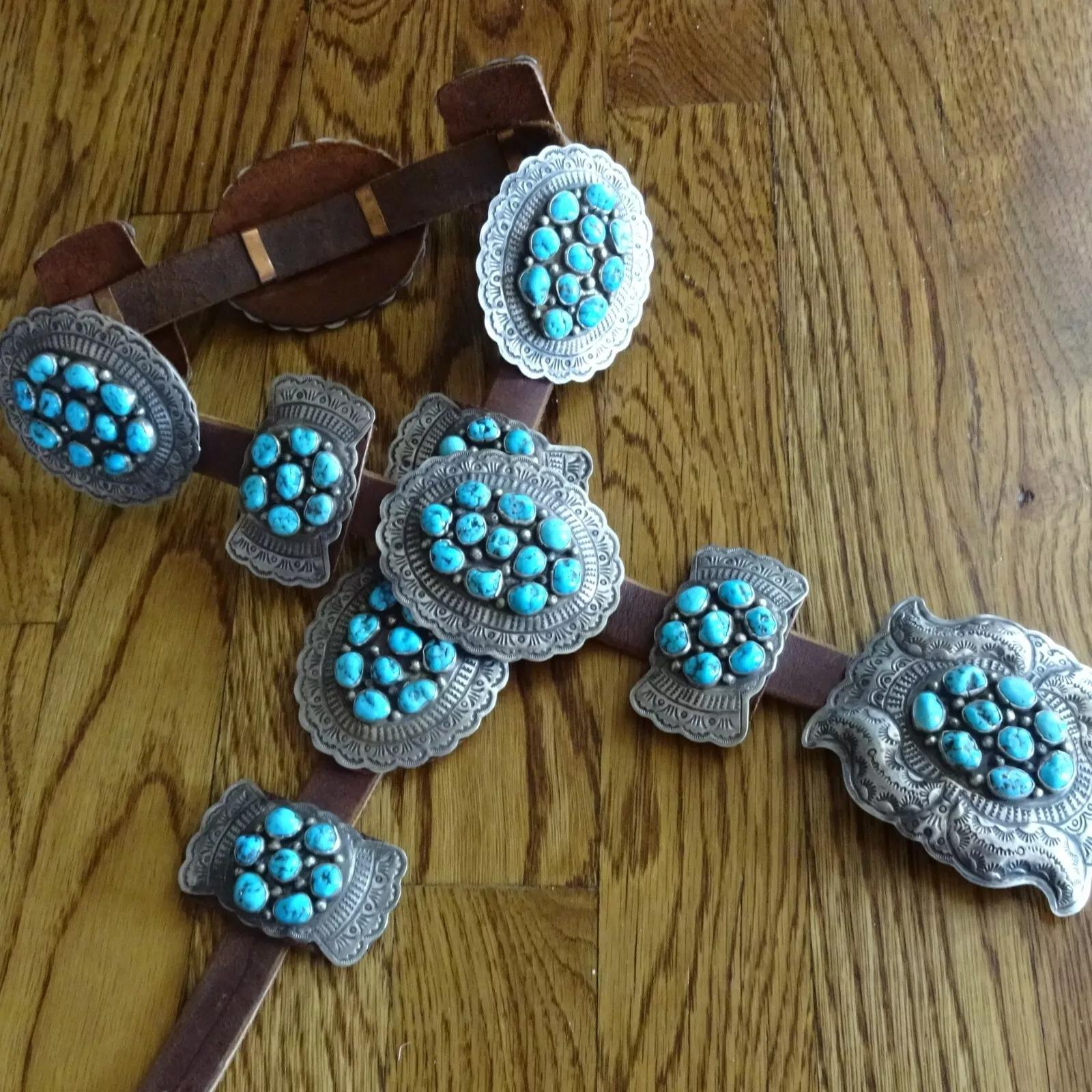 Daniel Martinez NAVAJO Sterling Silver TURQUOISE Concho BELT Phase