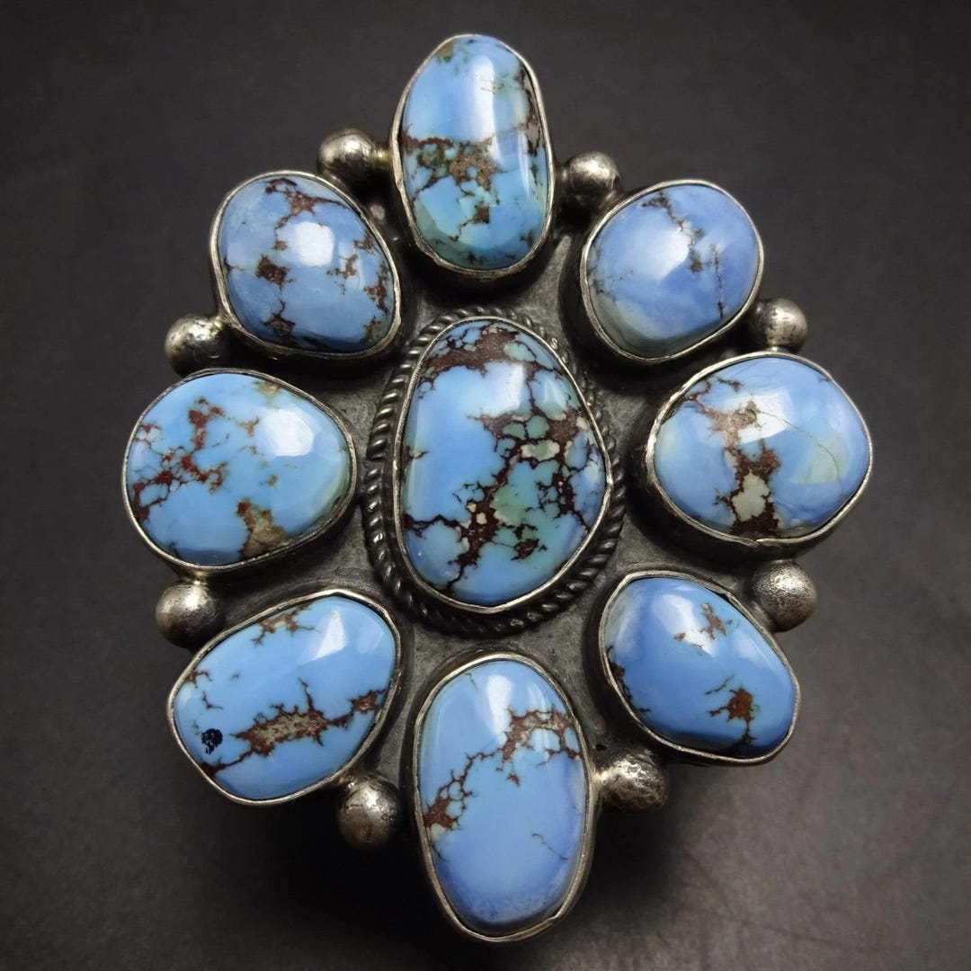 Randall Rings RANDALL ENDITO Navajo Golden Hills TURQUOISE Cluster Sterling Silver ...