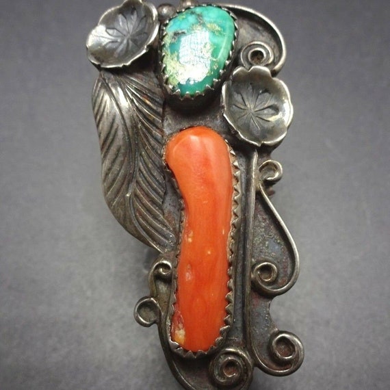 Radiant Vintage Native American Navajo Branch Coral Sterling Silver Necklace Radiant Vintage Native American Navajo Branch Coral Sterling Silver Necklace