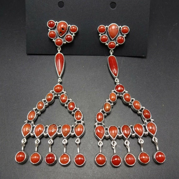 3.5" FEDERICO Jimenez Sterling Silver NATURAL RED… - image 10