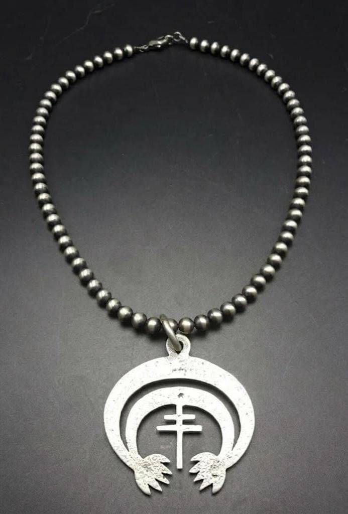 AARON ANDERSON Tufa Cast Sterling Silver NAJA Cross Pendant + 18