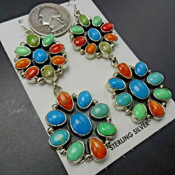 3" LONG Eleanor Largo Navajo Colorful MULTI-STONE… - image 1