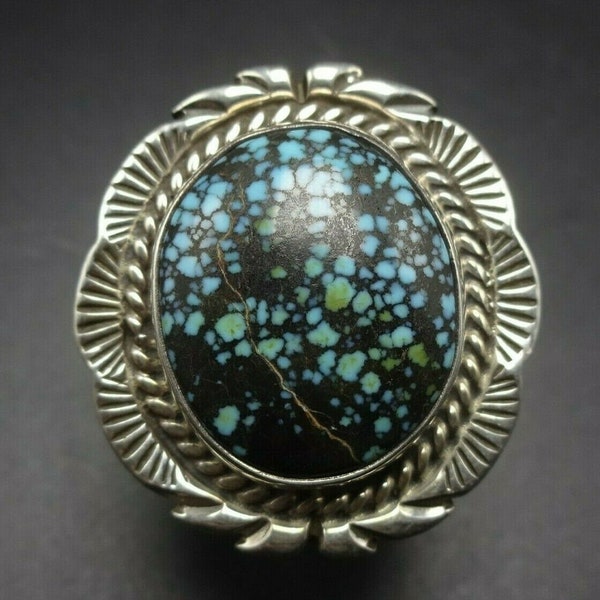 Huge Sterling Silver CANDELARIA TURQUOISE Ring size 12 Wide Band