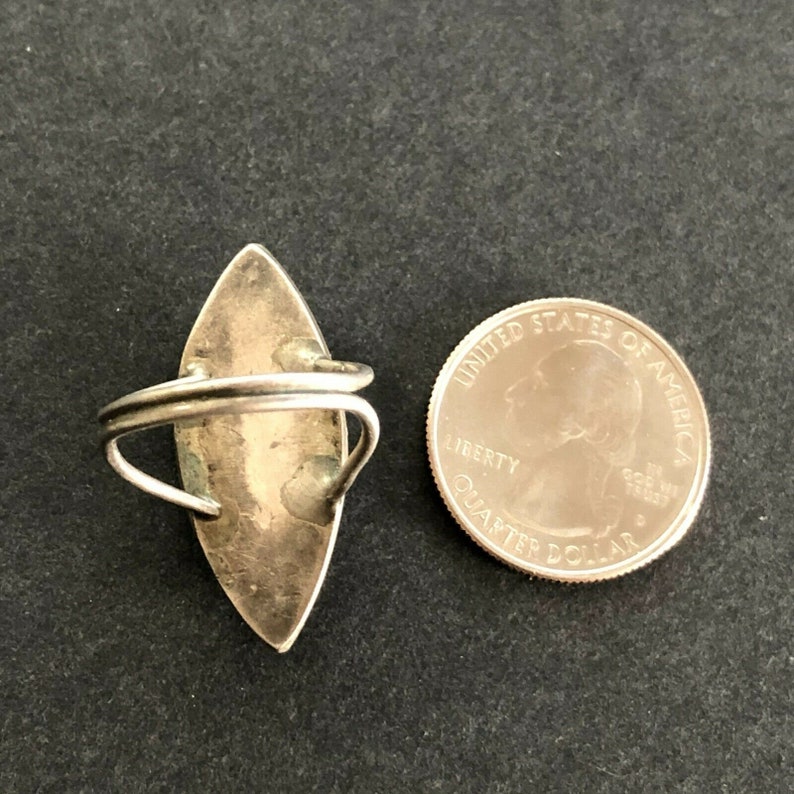 Vintage ZUNI Sterling Silver Old RED MEDITERRANEAN Coral Flat Inlay Ring sz 8.25
