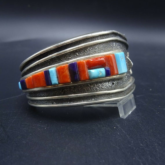 Lester James Navajo Tufa Sterling Silver TURQUOIS… - image 4