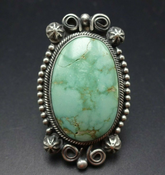 Tremendous Vintage Native American Navajo Carico Lake Turquoise Sterling Silver Cuff Tremendous Vintage Native American Navajo Carico Lake Turquoise Sterling Silver Cuff