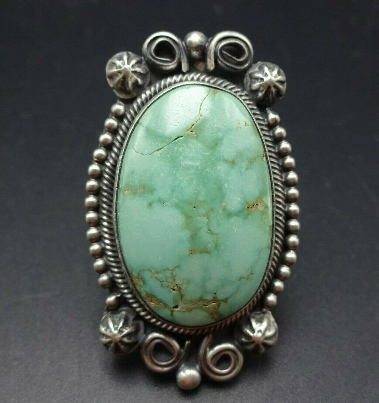 Radiant Vintage Native American Navajo Green Carico Lake Turquoise Sterling Silver Pendant Radiant Vintage Native American Navajo Green Carico Lake Turquoise Sterling Silver Pendant
