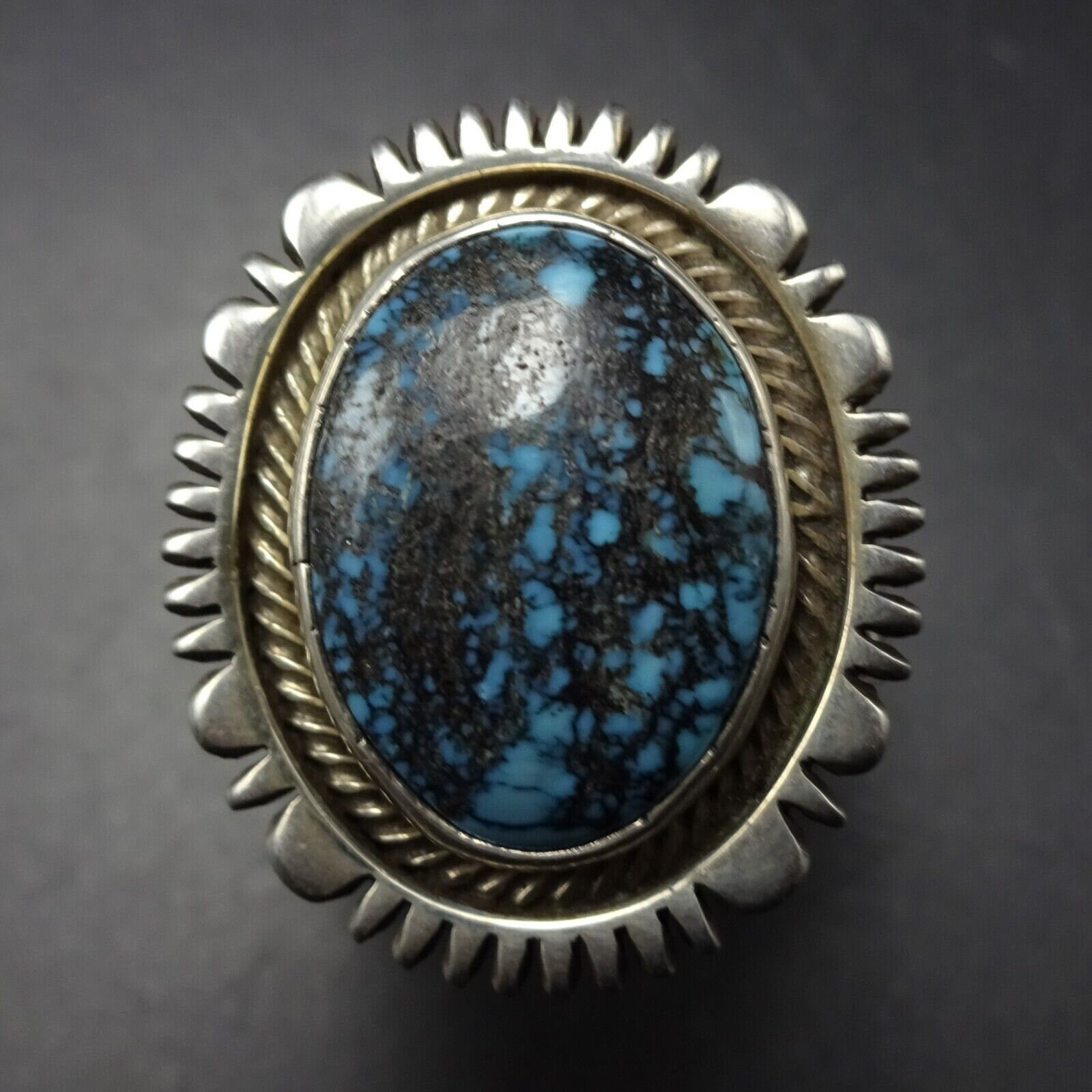 Opulent Vintage 'Wide Webbed Lander Blue Turquoise' Navajo Native American Jewelry Silver Bracelet Opulent Vintage 'Wide Webbed Lander Blue Turquoise' Navajo Native American Jewelry Silver Bracelet