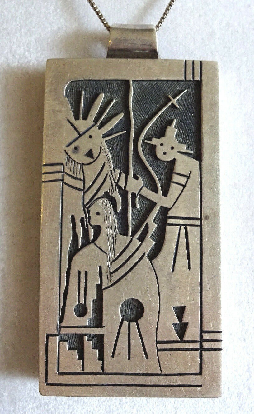 アクセサリー Hopicrafts vintage silver pendant Sterling Silver Native American Hopi Overlay Kokopelli