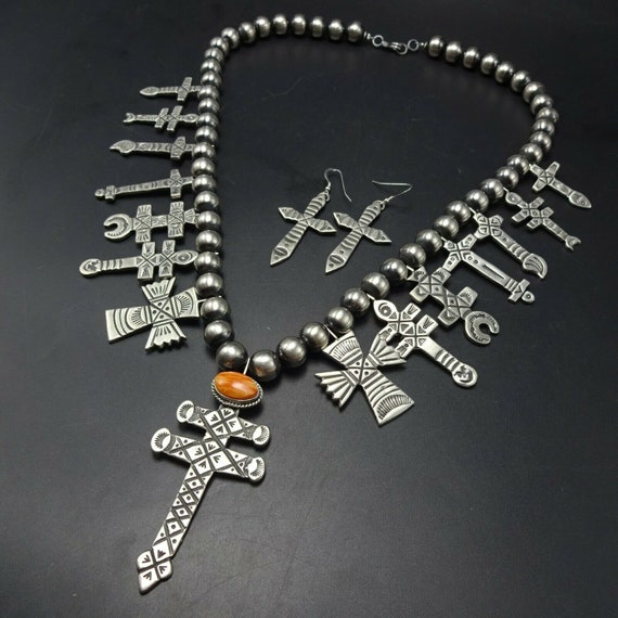Very Rare Native American Navajo Turquoise Sterling Silver Rosary Christian Necklace Very Rare Native American Navajo Turquoise Sterling Silver Rosary Christian Necklace