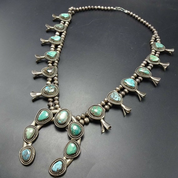 CLASSIC Vintage Sterling Silver TURQUOISE Squash … - image 1