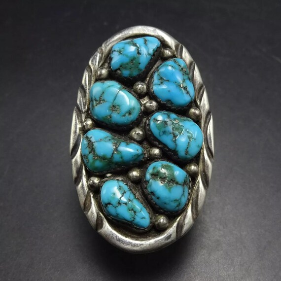 Benny Touchine Vintage Native American Navajo Turquoise Sterling Silver Ring Benny Touchine Vintage Native American Navajo Turquoise Sterling Silver Ring