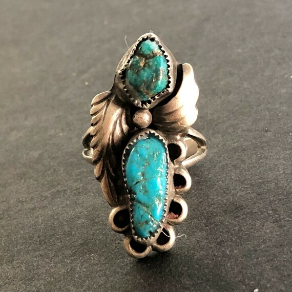 アクセサリー Navajo Vintage Turquoise Ring STERLING Vintage Navajo DAVID K LISTER Sterling Silver Natural TURQUOISE