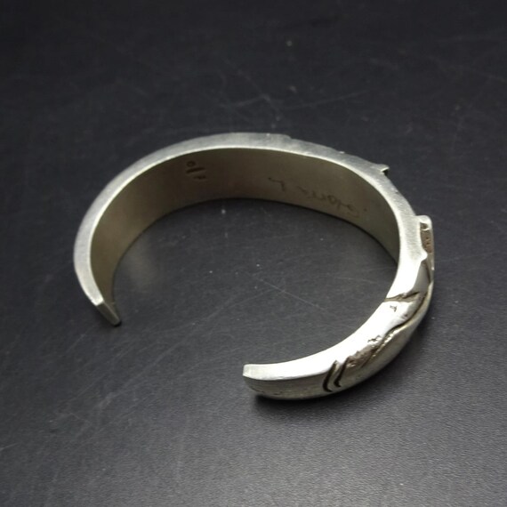 HEAVY Signed Navajo CHANNEL Inlay Cuff BRACELET w… - image 8
