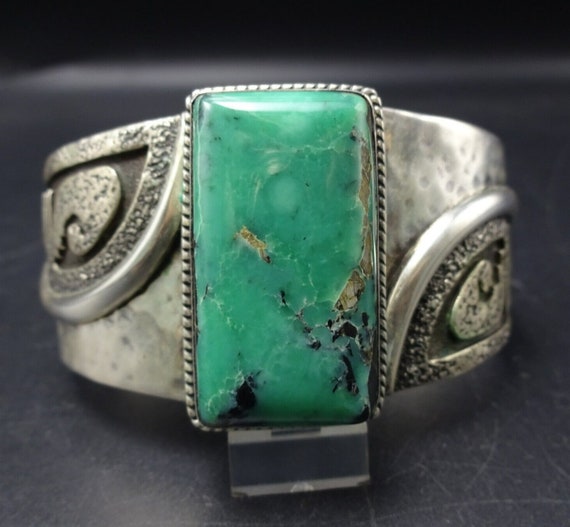 Herman Vandever Navajo Sterling Silver BROKEN ARROW TURQUOISE Cuff Bracelet