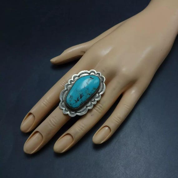 Vintage KENNETH JONES Navajo TURQUOISE Hand-stamped