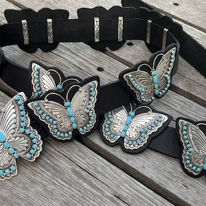 Lee Charley Navajo Sterling Silver SLEEPING BEAUTY TURQUOISE Butterfly Belt image 1