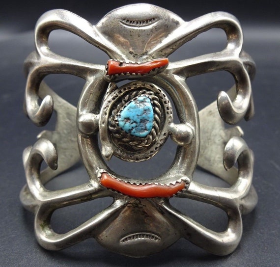 Vintage Navajo Sand Cast Sterling Silver BRANCH C… - image 1