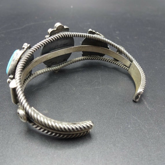 Twirling Twist Vintage Native American Navajo Turquoise Sterling Silver Bracelet Cuff Old Twirling Twist Vintage Native American Navajo Turquoise Sterling Silver Bracelet Cuff Old