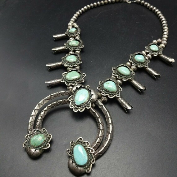 Majestic Native American Navajo Turquoise Sterling Silver Gigantic Necklace Majestic Native American Navajo Turquoise Sterling Silver Gigantic Necklace