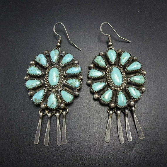 Mike Platero NAVAJO Sterling Silver TURQUOISE Cluster Dangle - Etsy