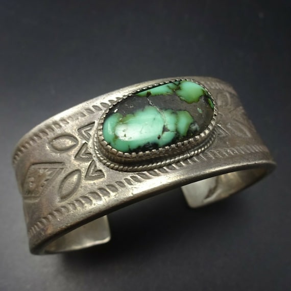 HEAVY Ingot Silver Vintage Navajo Sterling and DA… - image 1