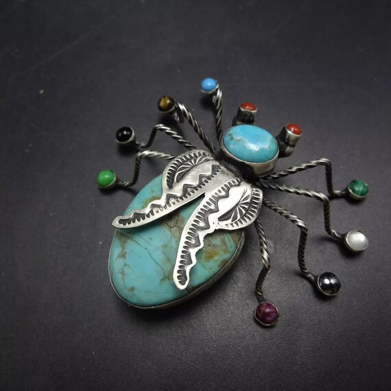 Herbert Ration NAVAJO Sterling Silver TURQUOISE B… - image 8