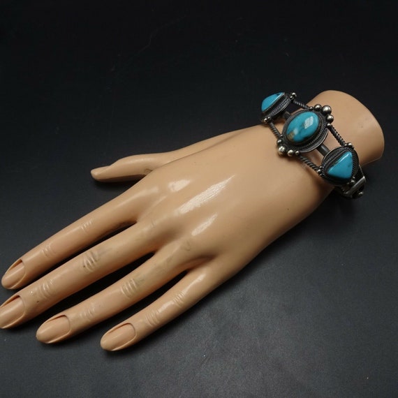 Majestic Vintage Navajo #8 Turquoise Native American Jewelry Silver Bracelet Old Majestic Vintage Navajo #8 Turquoise Native American Jewelry Silver Bracelet Old