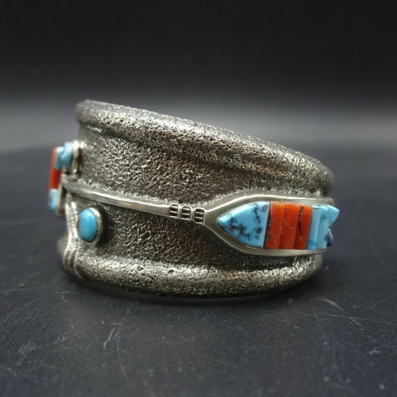 Lester James NAVAJO Tufa Sterling Silver TURQUOIS… - image 10