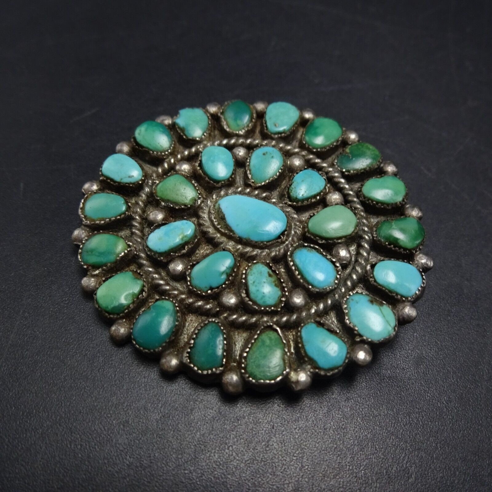Majestic Vintage Signed Native American Navajo Candelaria Turquoise Sterling Silver Necklace Majestic Vintage Signed Native American Navajo Candelaria Turquoise Sterling Silver Necklace
