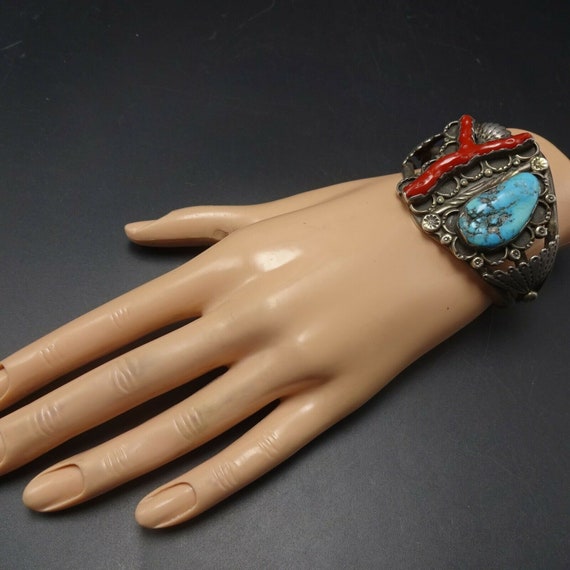 Old 1950s Sterling Silver Branch Coral and BLUE T… - image 2