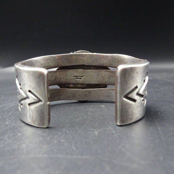 Heavy Navajo Hand Stamped Sterling Silver CARICO … - image 7