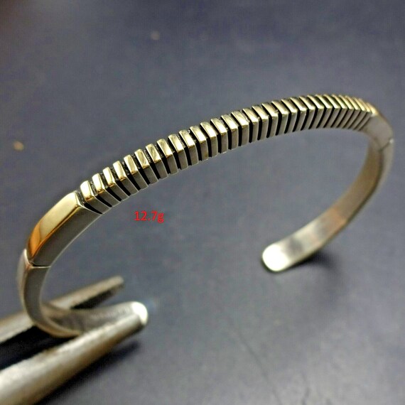 Detailed Thicker Vintage Native American Navajo Jon Nez Sterling Silver 14k Gold Bracelet Detailed Thicker Vintage Native American Navajo Jon Nez Sterling Silver 14k Gold Bracelet