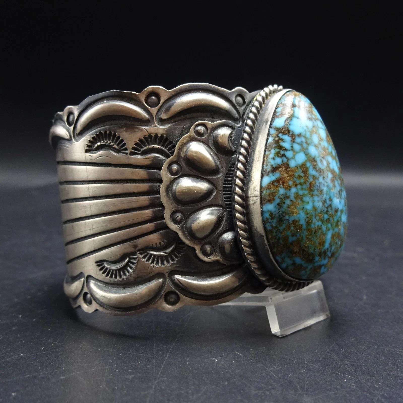 Ray・Delgarito No.8 Turquoise 極太バングル Ray DELGARITO Navajo VINTAGE Sterling Silver Kingman TURQUOISE