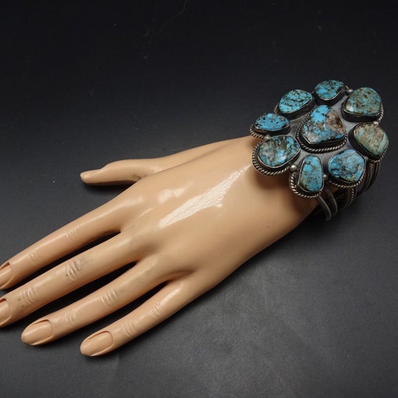 Heavy Vintage Sterling Silver and TURQUOISE Huge … - image 2