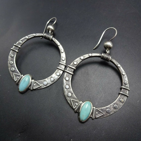 Fabulous NAVAJO Cast Sterling Silver TURQUOISE Hoo