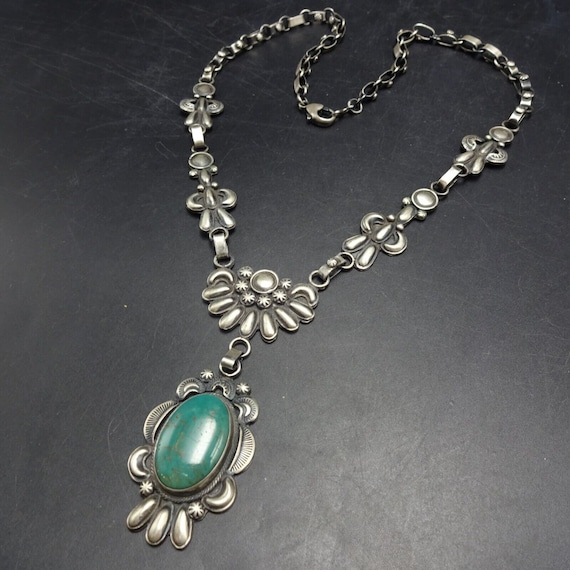 Lorenzo Juan NAVAJO Sterling Silver TURQUOISE NEC… - image 1