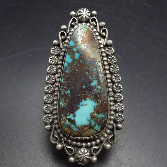 Heavy Vintage Native American Navajo Pilot Mountain Turquoise & Mop Sterling Silver Ring Heavy Vintage Native American Navajo Pilot Mountain Turquoise & Mop Sterling Silver Ring
