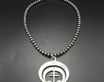 AARON ANDERSON Tufa Cast Sterling Silver NAJA Cross Pendant + 18