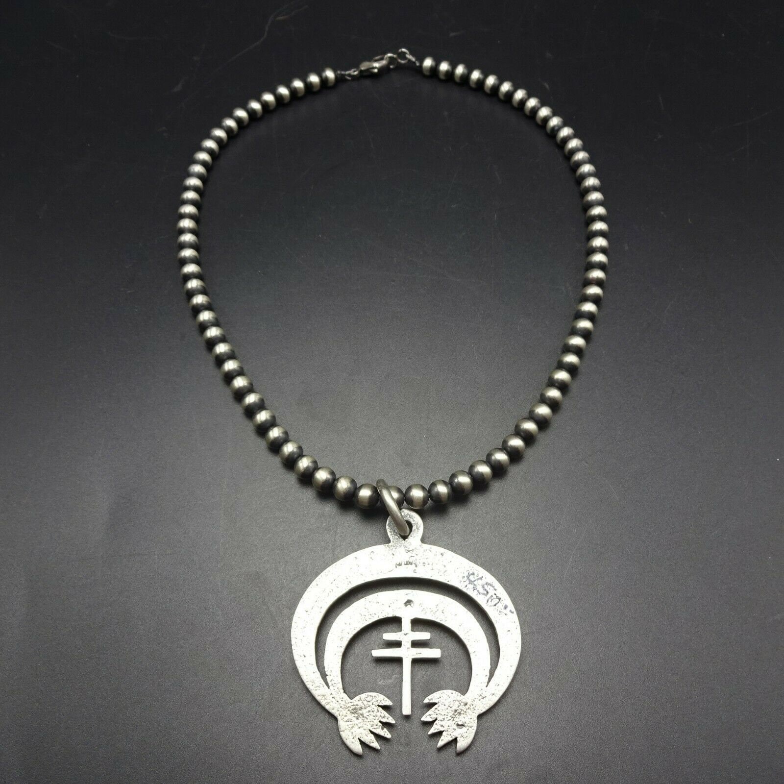 AARON ANDERSON Tufa Cast Sterling Silver NAJA Cross Pendant + 18