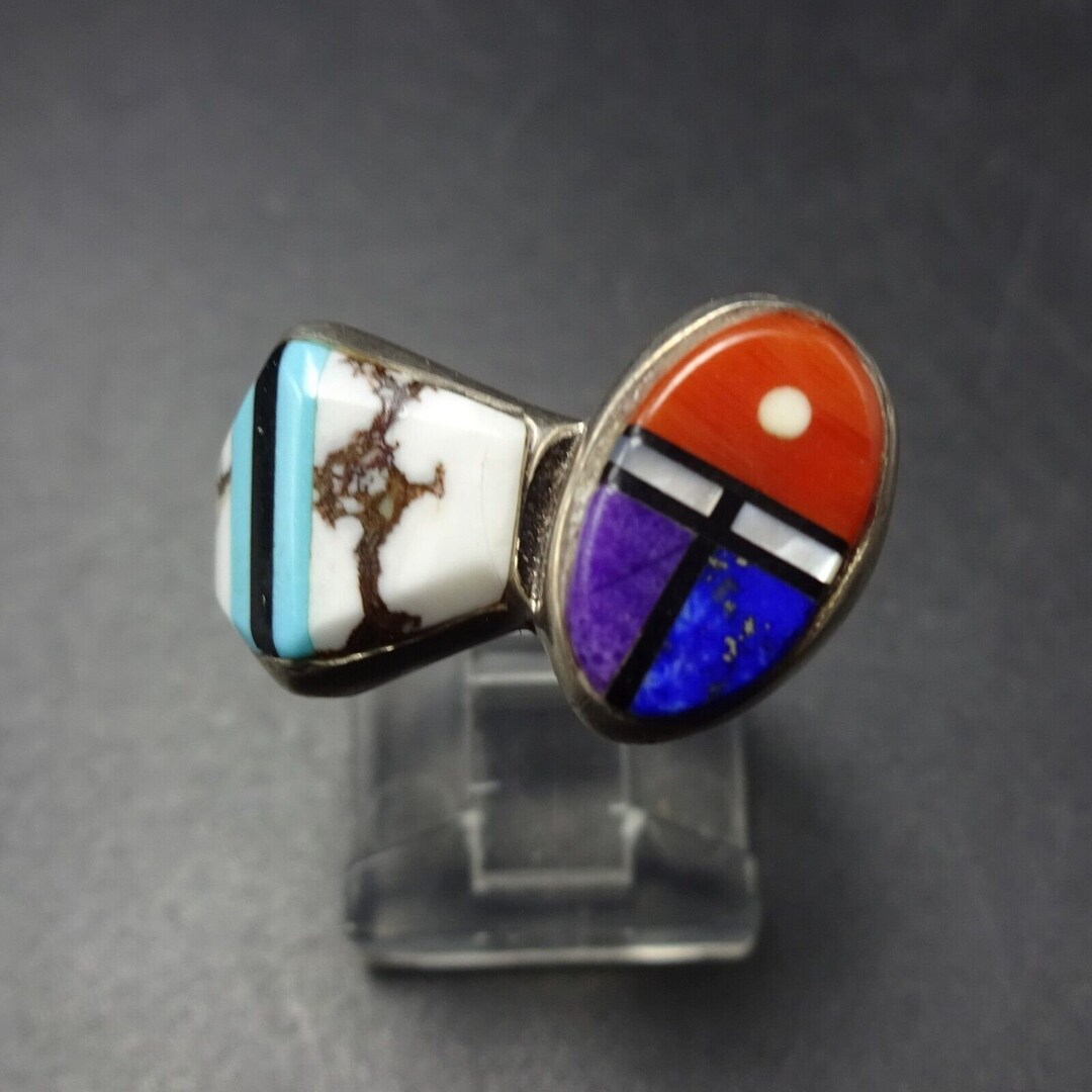 Vintage INDIAN JEWELRY SUPPLY Co Sterling Silver Sun Face Inlay