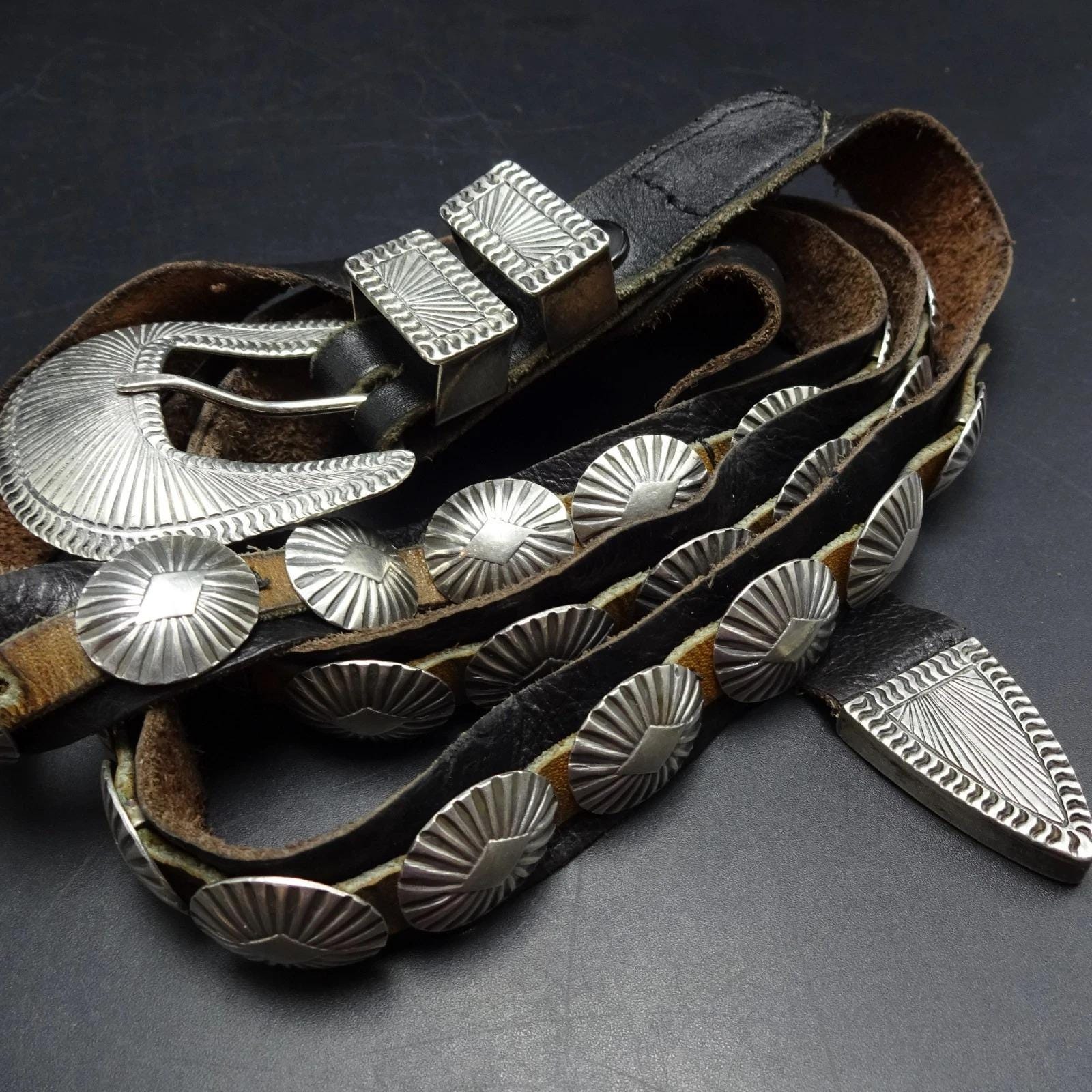 UNCLE SAM W. Navajo Sterling Silver CONCHO Ranger Belt With