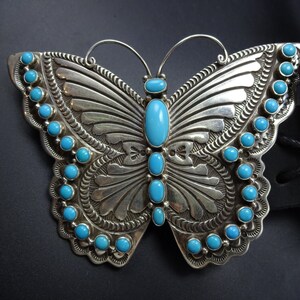 Lee Charley Navajo Sterling Silver SLEEPING BEAUTY TURQUOISE Butterfly Belt image 9