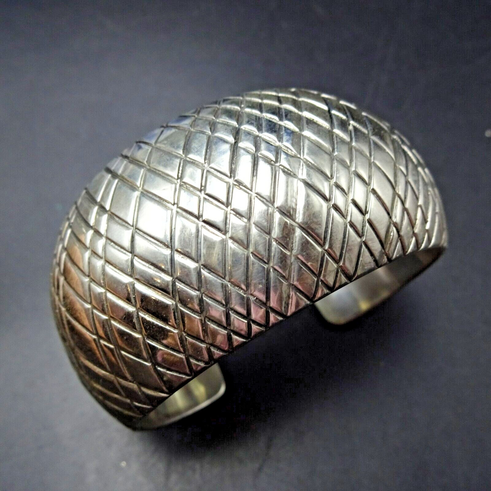 Orville Tsinnie NAVAJO Hand Stamped Sterling Silver CROSSHATCH